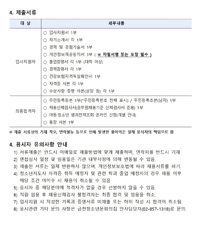 금천청소년문화의집 2차 계약직(육아휴직대체) 채용 공고문003.jpg